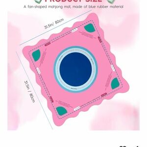 Pink Fan-Shaped Mahjong Mat with Blue Center
